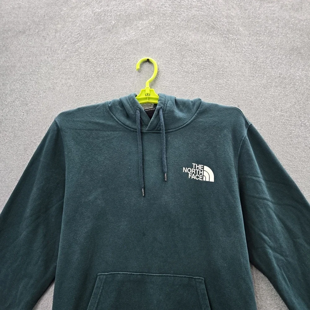 The‎ North Face Men Hoodie L Teal Graphic Fleece Logo Plaid Activewear Long
